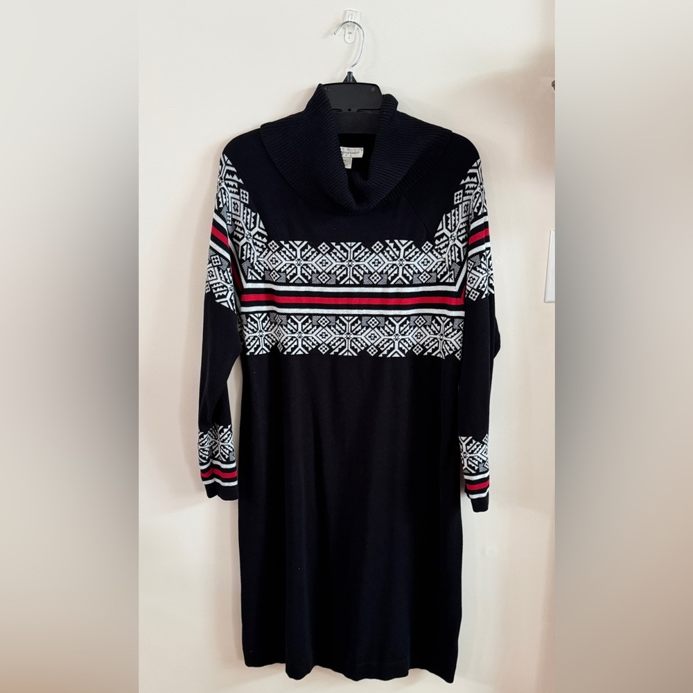 Christopher & Banks Black Cowl Neck Sweater Dress